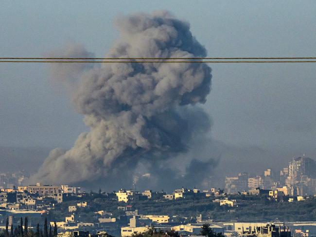 Smoke billowing over the Palestinian enclave during Israeli bombardment amid continuing battles between Israel and the militant group Hamas. Picture: FP