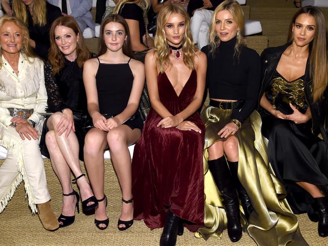Dylan Lauren, Ricky Lauren, Haley Bennett, Julianne Moore, Liv Freundlich, Rosie Huntington-Whitely, Annabelle Wallis and Jessica Alba attend the Ralph Lauren fashion show during New York Fashion Week. Picture: Getty