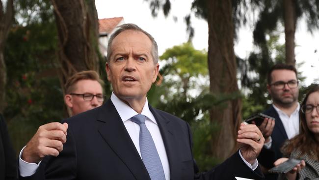 NEWS2019ELECTION 12/4/2019. DAY 2   Opposition Leader Bill Shorten speaking at a press conference after a visit to PRP Diagnostic Imaging Eastwood in Sydney,NSW. Picture Kym Smith