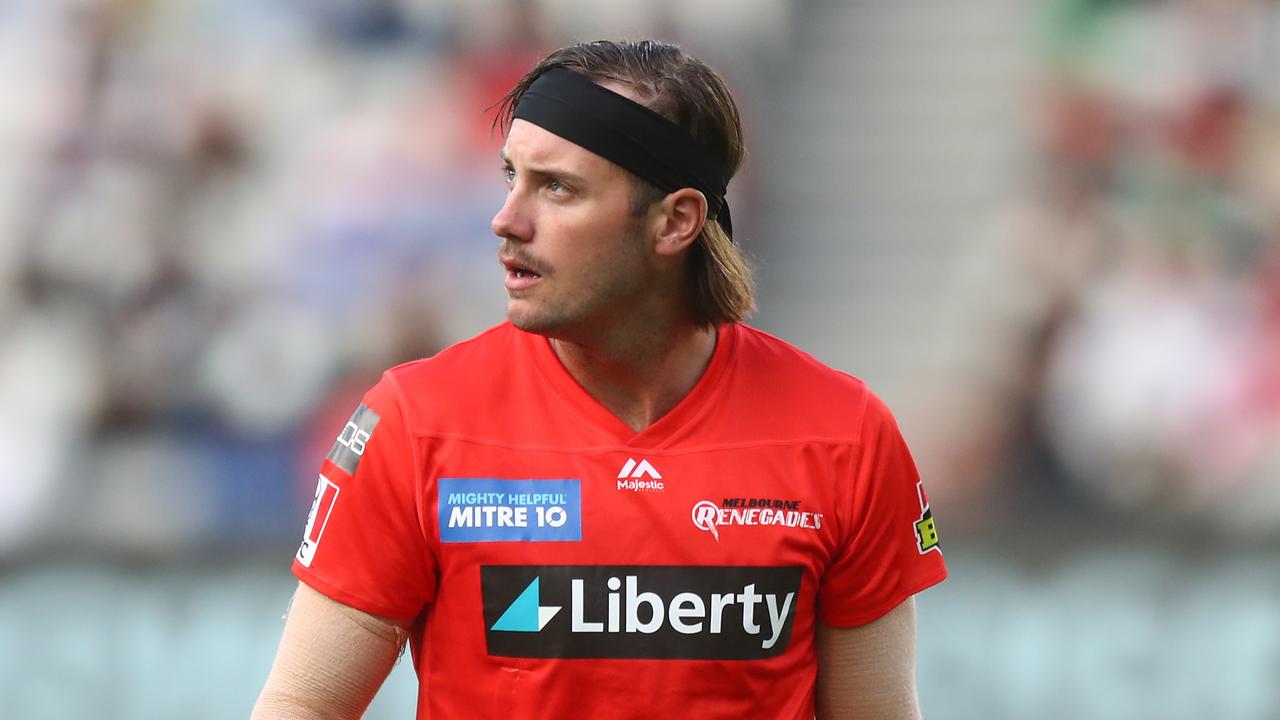 MELBOURNE, AUSTRALIA - JANUARY 26: Zak Evans of the Renegades looks on during the Big Bash League match between the Melbourne Renegades and Hobart Hurricanes at Melbourne Cricket Ground, on January 26, 2021, in Melbourne, Australia. (Photo by Mike Owen/Getty Images)