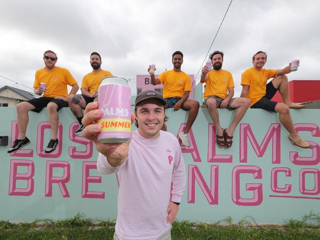 Lost Palms Brewery: the team from left are Chris Smith (head brewer) owners Jarrod Blanning, James Hillsdon, Olivier Ragoo, Jayden Kenna, and sales rep Zak Nalder. Picture Glenn Hampson