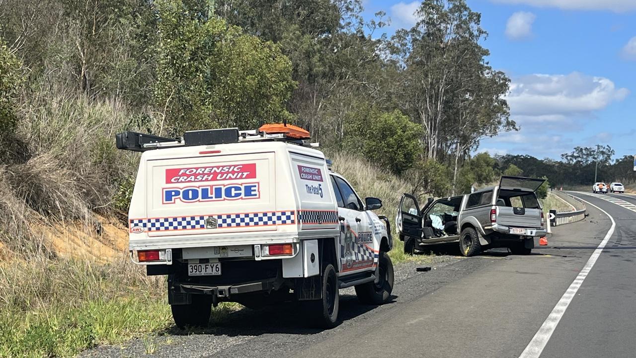 The scene of the fatal crash on the Bruce Highway north of Apple Tree Creek. Photo: Carlie Walker