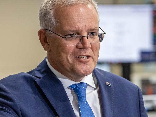 ELECTION TEAM 2022LIBERAL BUS TOUR 20/4/2022Prime Minister Scott Morrison is at Sage Automation and DIIP announcement In the electorate of Boothby Adelaide South Australia and looks at technology advancements in the old Mitsubishi factory. Picture: Jason Edwards ATTENDING:The Hon Scott Morrison MP, Prime MinisterThe Hon Ben Morton MP, Special Minister of State; Minister for the Public Service, Minister Assisting the Prime Minister & CabinetDr Rachel Swift, Liberal Candidate for BoothbyMr Adrian Fahey, Managing Director, SAGE AutomationMr Justin Kahl, State Manager, SAGE AutomationMs Laura Mabikafola, Skills Lab, SAGE Automation