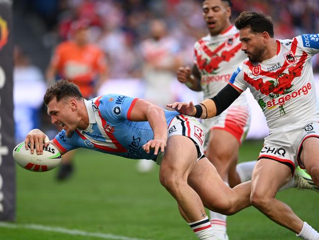 Angus Crichton was among the tries as well. Picture: NRL Photos