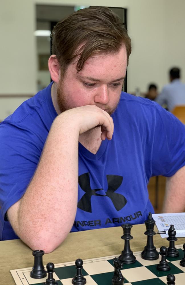 Will Knight deep in thought at the Mackay Chess Open on May 14. Picture: Duncan Evans