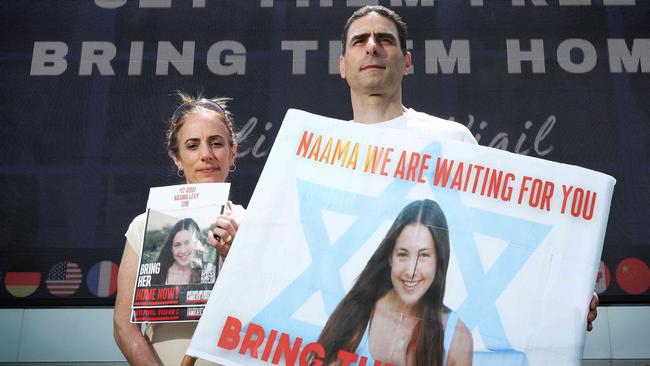 Zach and Atara Shachar whose cousin Naama Levy, 19, is being held hostage by Hamas. Picture: John Feder / The Australian.