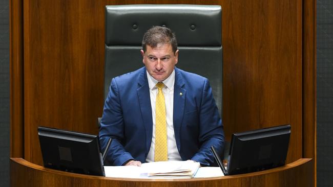 Deputy Speaker Llew O'Brien in the speaker's chair for the first time. Picture: AAP