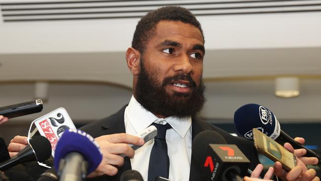 Former NRL star Marika Koroibete jets out for Europe with his new Wallabies teammates at Sydney Airport. Picture: Brett Costello