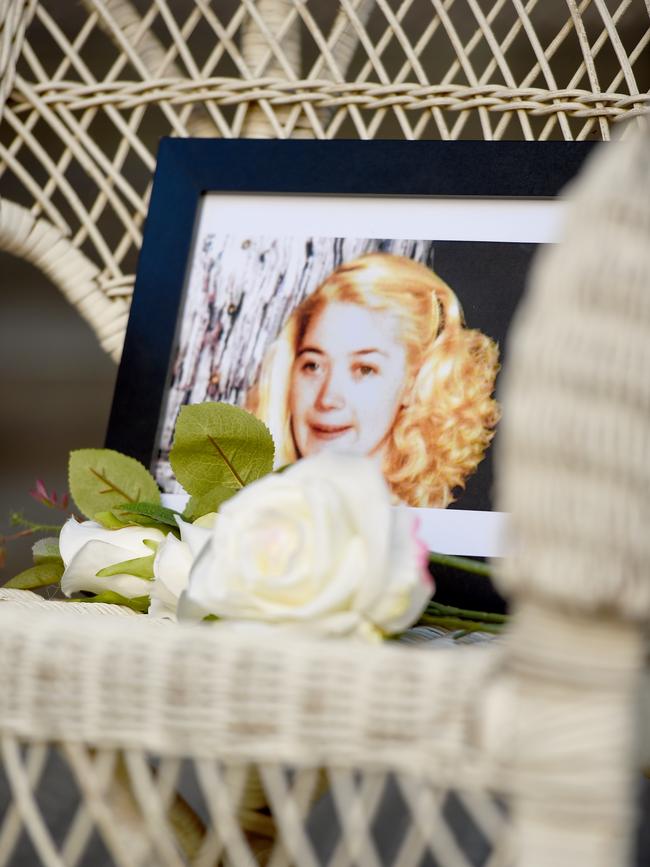 A photo of Ann Marie Smith in a woven cane chair, similar to the one Ms Smith spent the last year of her life in. It was placed on the step of Parliament house last week as a protest against her death. Picture: Naomi Jellicoe