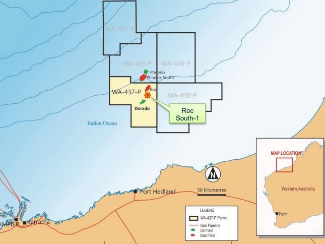 The approximate location of Carnarvon Petroleum's Roc South exploration field. Picture: Supplied