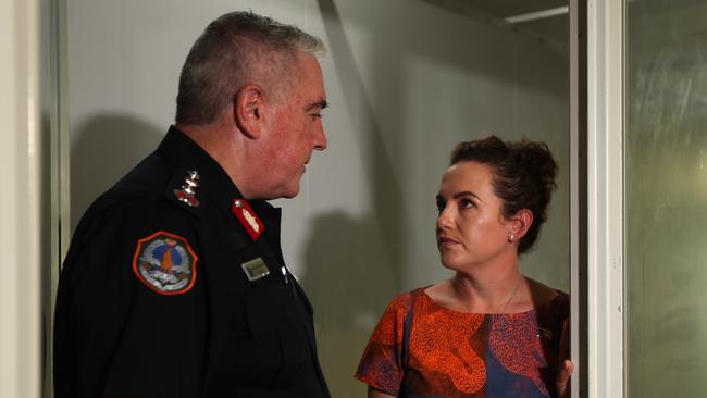 Chief Minister Lia Finocchiaro and NT Police Commissioner Michael Murphy touring the Peter McAulay Centre Berrimah watch house. Picture: Zizi Averill