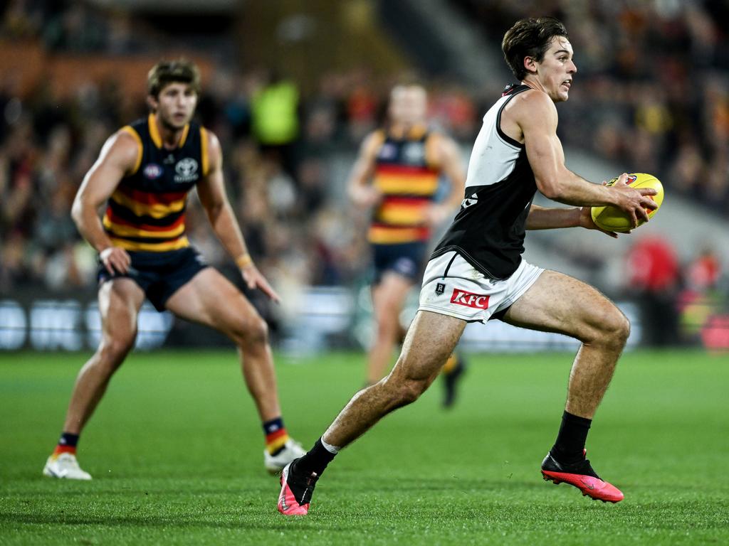 Connor Rozee was subbed out at three-quarter-time. Picture: Mark Brake/Getty Images