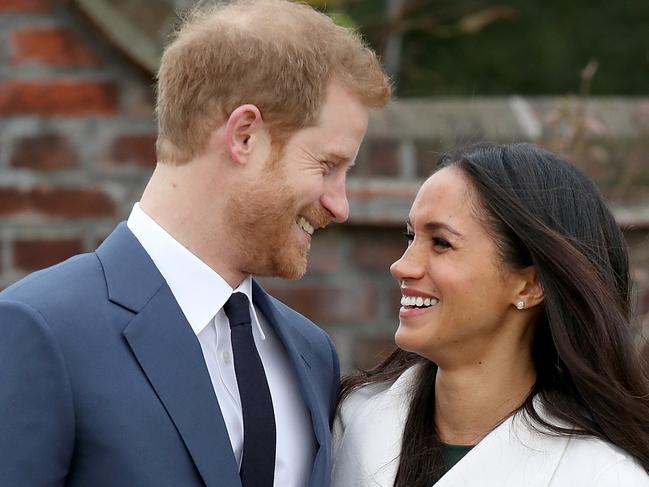 Prince Harry and actress Meghan Markle during an official photocall to announce their engagement. Picture: Getty