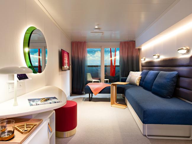 Virgin Voyages Scarlet Lady cruise ship launching in 2020.  Seabeds convert from full-sized bed to lounger. Picture: suppliedEscape, Cruise News, Andrea Black