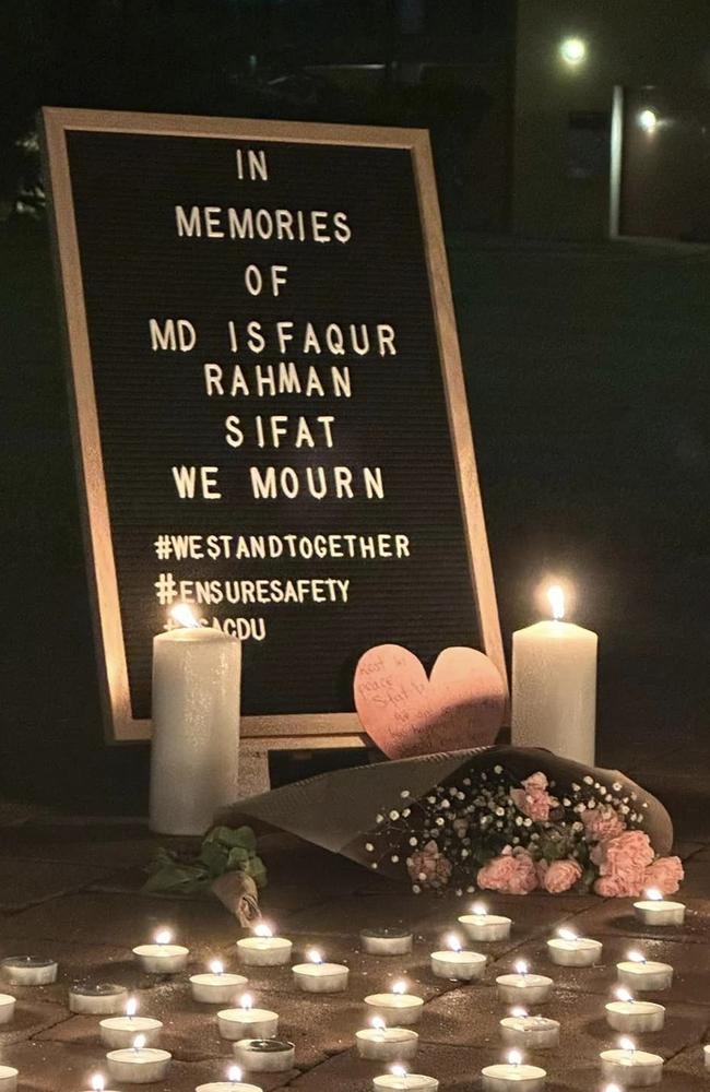 The Bangladeshi Student Association of Charles Darwin University CDU held a vigil for Md Isfaqur Rahaman (Sifat) on Friday night. Picture: Facebook/Bangladeshi Student Association