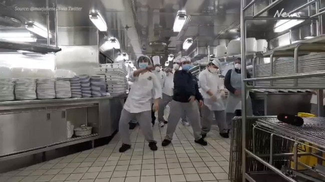 Diamond Princess staff stay positive by dancing to Justin Bieber song