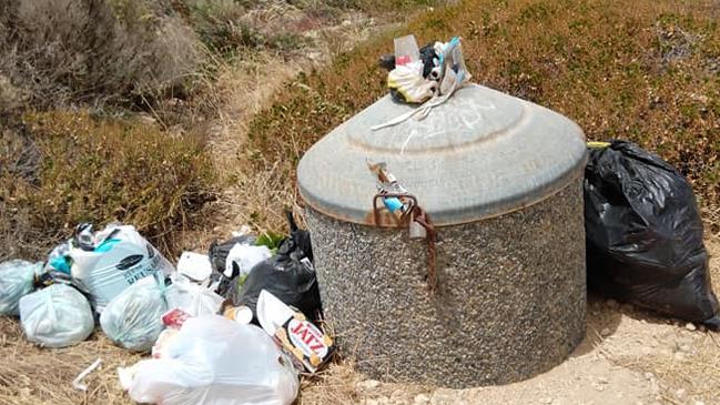 Rubbish left at Greenly Beach near Port Lincoln. Picture: Murray Kelsh