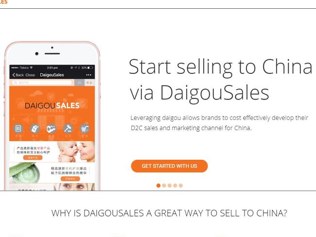 The DaigouSales website helps businesses sell to China.