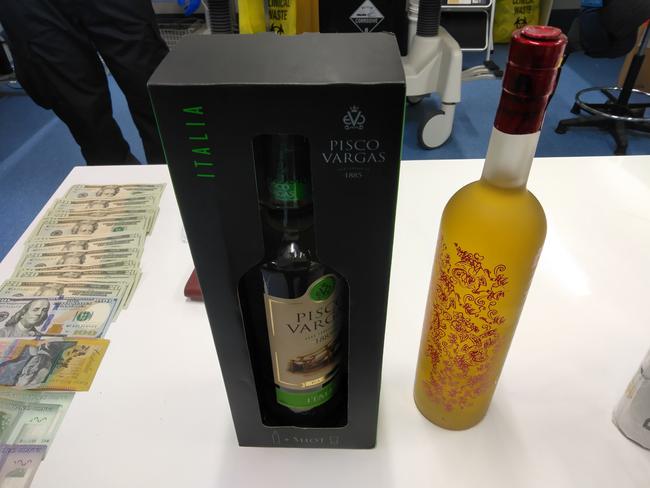 Wine bottles seized for inspection. Picture: Australian Federal Police