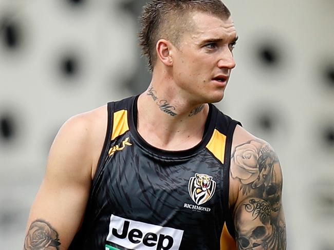 MELBOURNE, AUSTRALIA - NOVEMBER 21: Dustin Martin in action during a Richmond Tigers AFL pre-season training session at the ME Bank Centre on November 21, 2016 in Melbourne, Australia. (Photo by Michael Willson/AFL Media/Getty Images)