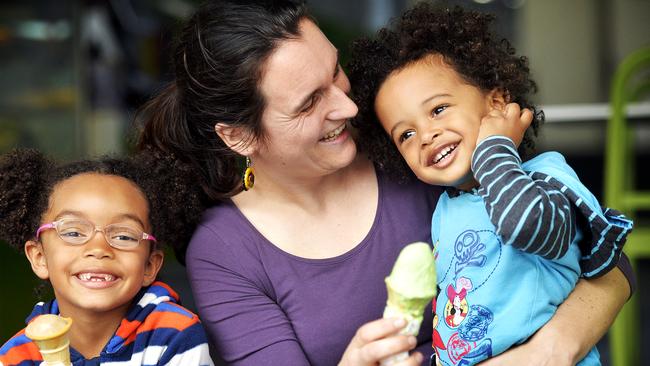 Marika Kahle with her two children. Picture: Jeremy Piper