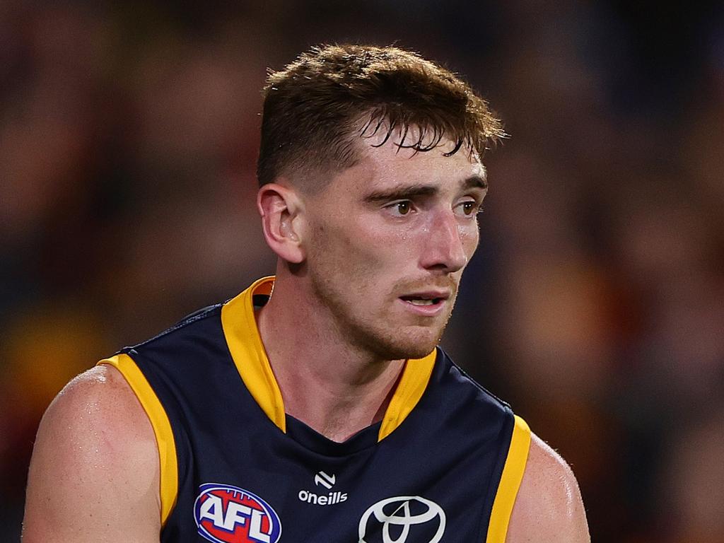 ADELAIDE, AUSTRALIA - APRIL 19: Mark Keane of the Crows during the 2024 AFL Round 06 match between the Adelaide Crows and the Essendon Bombers at Adelaide Oval on April 19, 2024 in Adelaide, Australia. (Photo by Sarah Reed/AFL Photos via Getty Images)