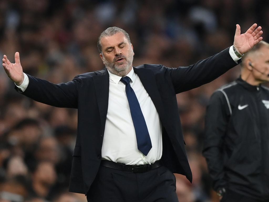 LONDON, ENGLAND - MAY 14: Ange Postecoglou, Manager of Tottenham Hotspur, reacts during the Premier League match between Tottenham Hotspur and Manchester City at Tottenham Hotspur Stadium on May 14, 2024 in London, England. (Photo by Justin Setterfield/Getty Images)