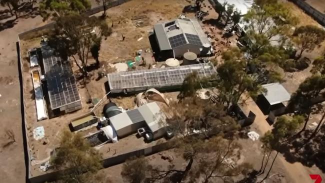 The cannabis haul was being moved from growhouses in this Moyston compound, police allege. Picture: 7NEWS.