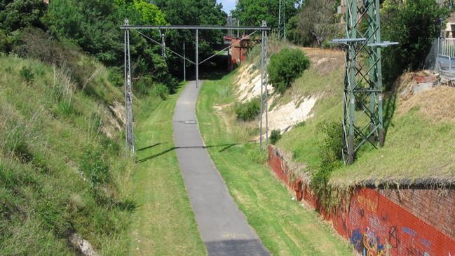 Section of the former Inner Circle railway line near Royal Parade in Parkville, which is used today as a bicycle track.