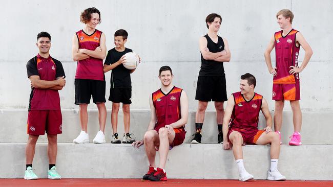 Cailze Peo, Rueben Price, Leonard Price, Lachlan Carter, Haydn Crossley, Callum Brown and Jack Morton at Wakerley District Sports Park. Pics Tara Croser.