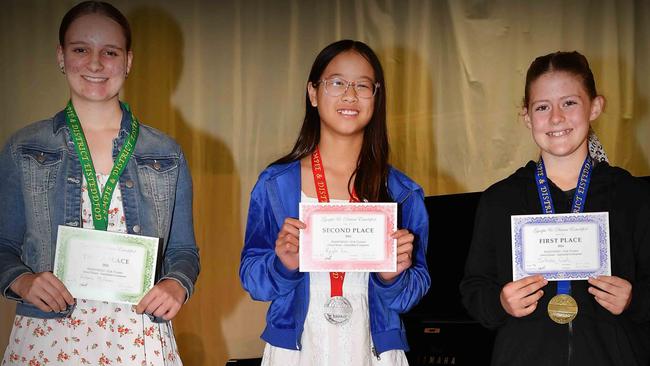 Victoria McLaren, Kayla Lui and Sullivan Cook at the Gympie and District Eisteddfod. Picture: Patrick Woods.