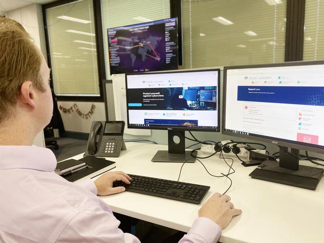 Inside the AFP’s Sydney Cybercrime Operations room. Picture: AFP