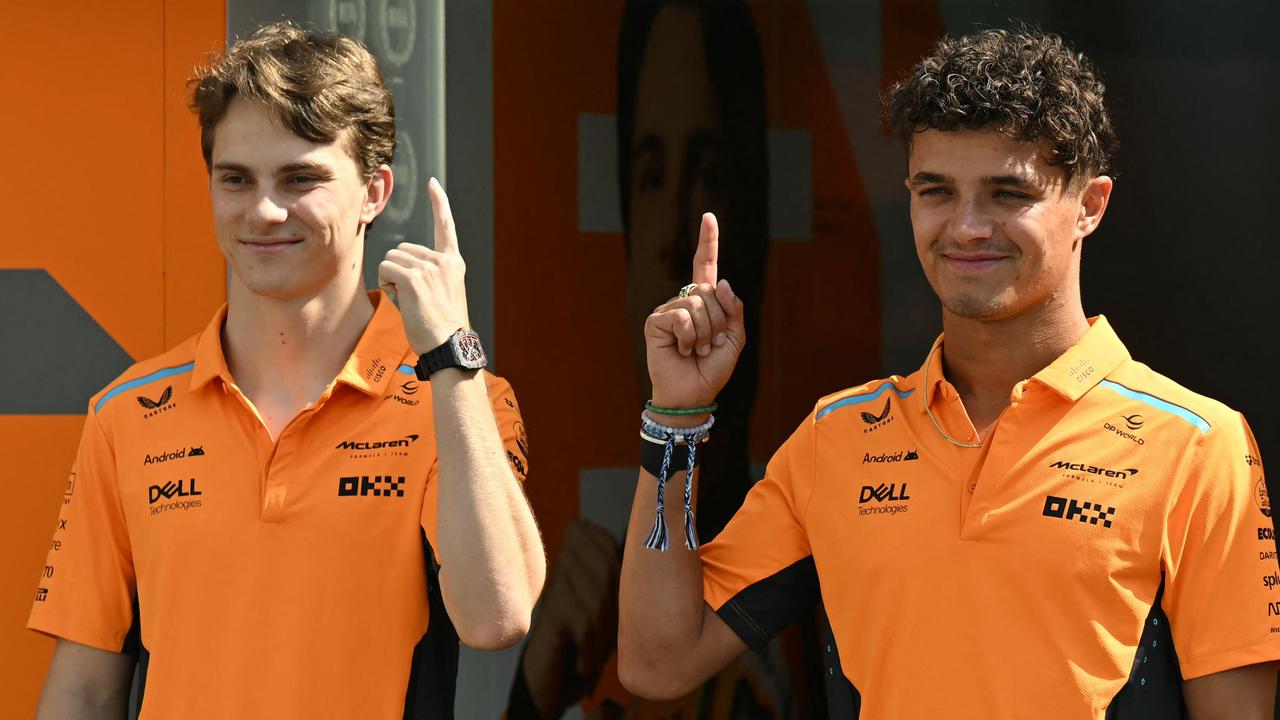 McLaren's Oscar Piastri and Lando Norris. Photo by Natalia KOLESNIKOVA / AFP