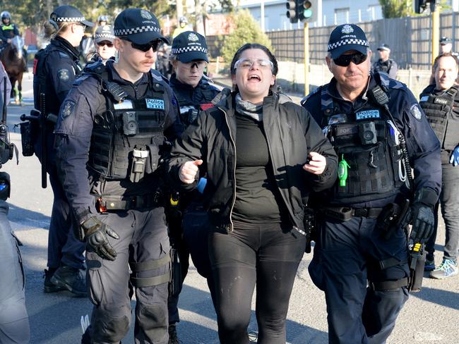 Police are being redeployed from usual duties to deal with protests. Picture: Andrew Henshaw