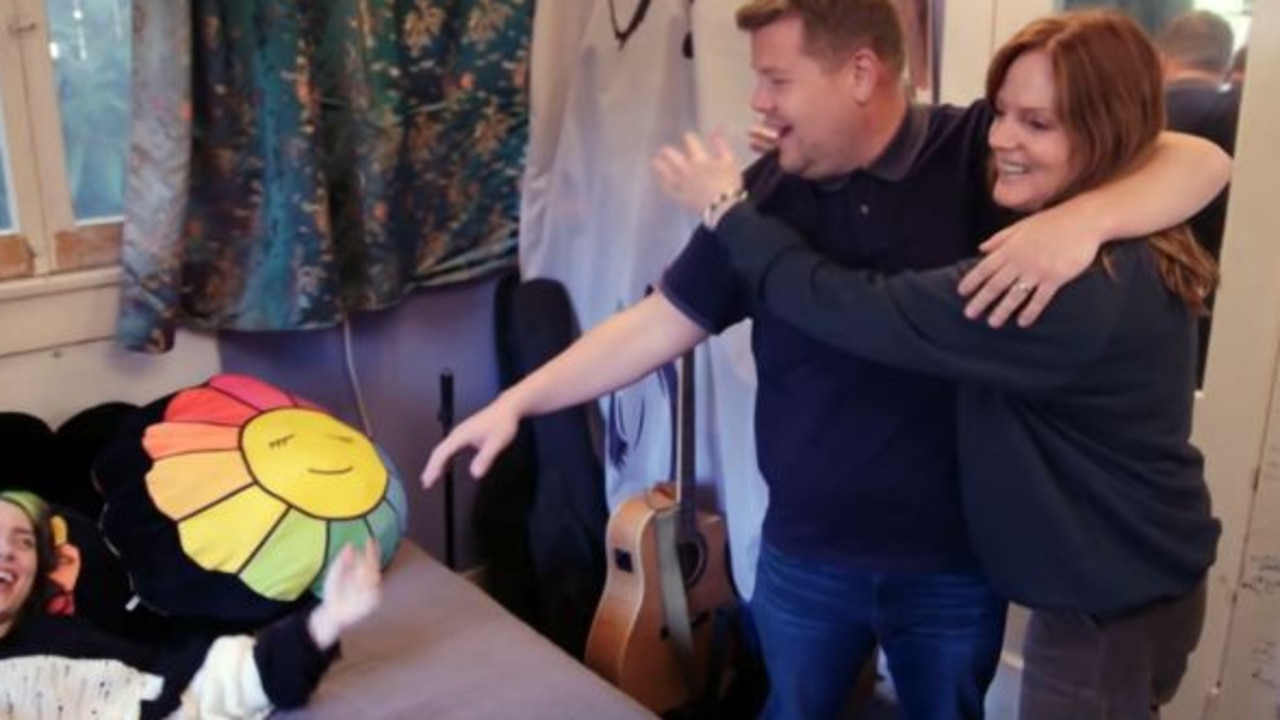 James Corden hangs out at the Eilish pad with Billie’s mum.