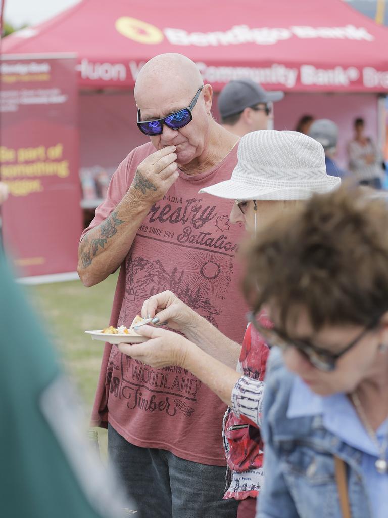 Enjoying the variety of food on offer at the Taste of the Huon festival. Picture: MATHEW FARRELL