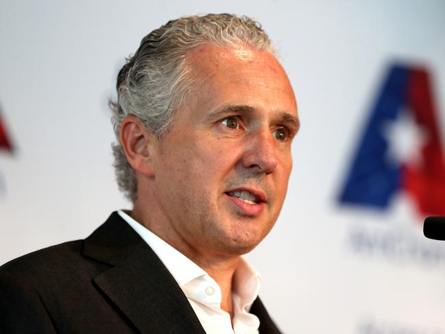 06/02/2020 Telstra CEO Andy Penn speaking at an AmCham lunch in Melbourne.Picture: David Geraghty / The Australian.