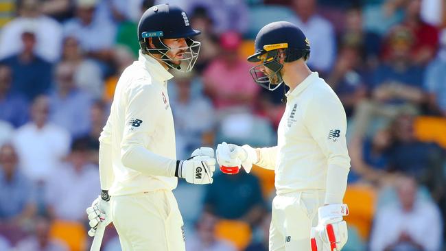 England newcomers James Vince (left) and Mark Stoneman were far from overawed at the Gabba on Thursday.