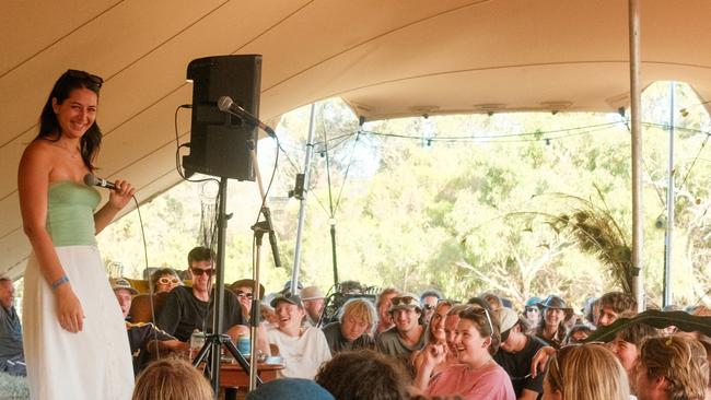 Comedian Charisa Bossinakis performs at Loch Hart Music Festival. Picture: Rachel Simmonds