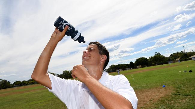 Met East cricketer Harley Friske cooling down.