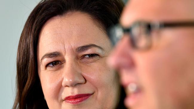 Premier Annastacia Palaszczuk and Treasurer Curtis Pitt. The Premier’s promise for an debt reduction plan hasn’t materialised. Picture: AAP/Darren England