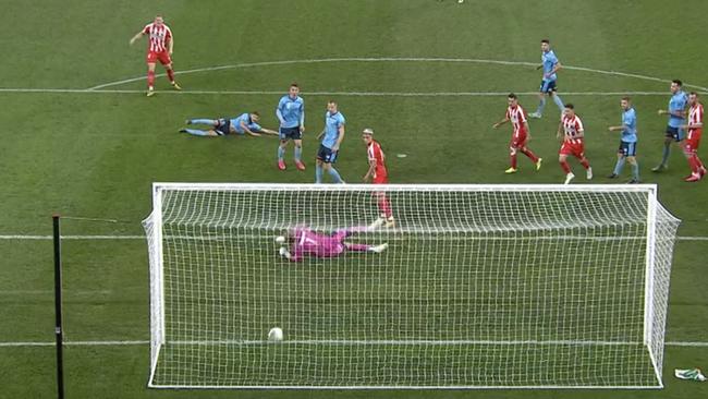 Harrison Delbridge's strike for Melbourne City was overturned on VAR after it was ruled City winger Lachlan Wales was in front of Sydney FC goalkeeper Andrew Redmayne.