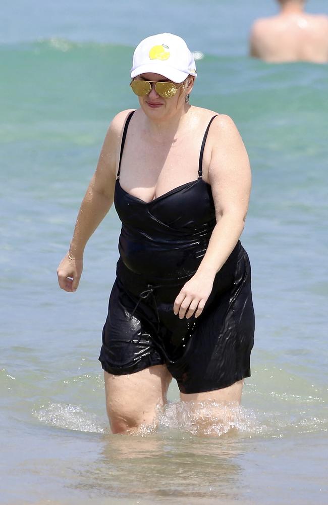 Wilson wore a black swim set as she hit the water. Picture: Mega Agency