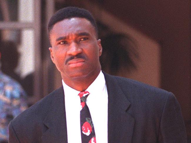 At /Campbelltown court, former basketballer Kendal 'Tiny' Pinder on sex charges.                      P/  crime nsw alleged rape of 18yr old at his Kogarah apartment Sept 28 2000