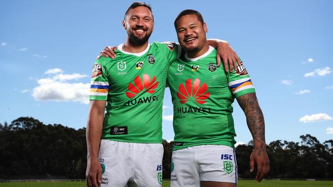 Canberra Raiders pair Jordan Rapana and Joseph Leilua are best mates. Picture: Brett Costello