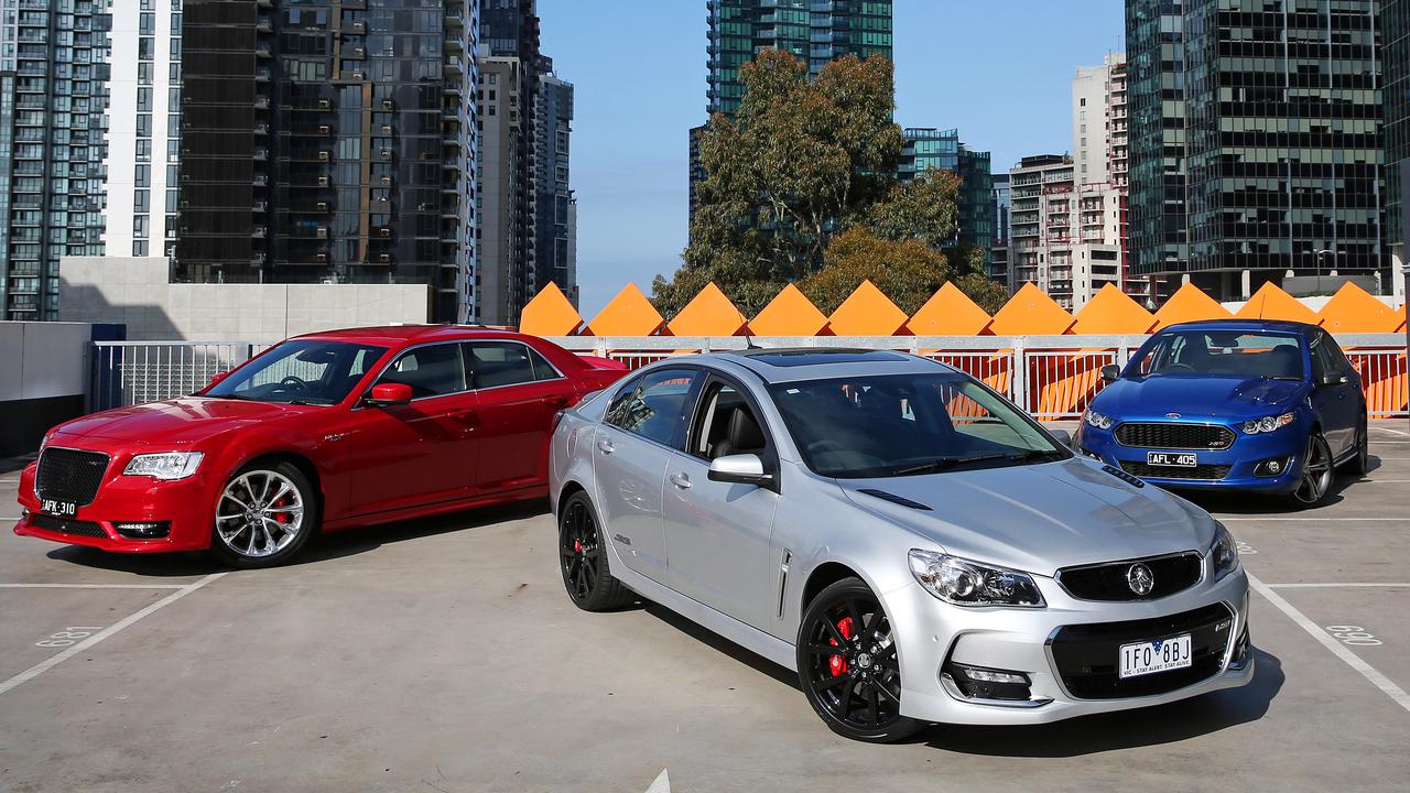 The Chrysler 300, Holden Commodore SS and Ford Falcon XR8 were the last sub-$100,000 V8 sedans. Picture: Mark Stewart