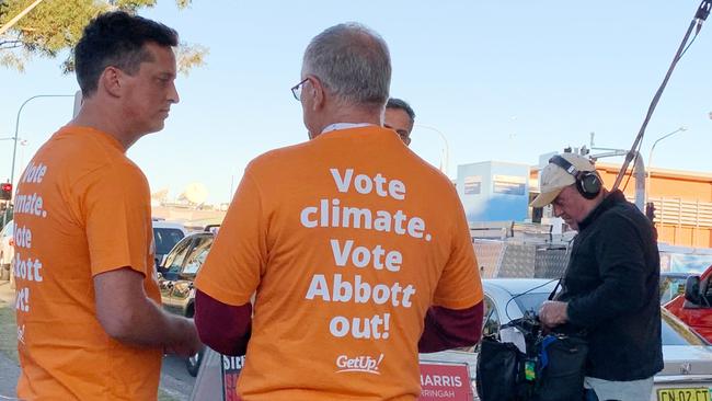 Paul Oosting at a Warringah pre-polling booth. Picture: Supplied.