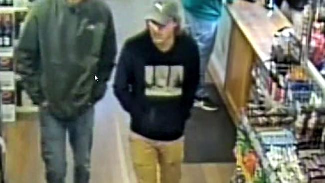 CCTV footage released by police media of missing Belgian Backpacker Theo Hayez (hat, beige pants), last seen in Byron Bay on May 31.