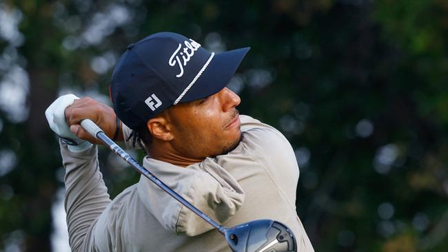 Danny List of Australia tees off during the first day of the European Tour of Qatar Masters golf tournament in Doha on February 6, 2025. (Photo by KARIM JAAFAR / AFP)