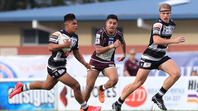 March 20 2021, Pizzy Park, Miami, Gold Coast, Queensland, Tweed Heads Keano Kini in action during the Queensland Rugby League Mal Meninga Cup clash between the Burleigh Bears V Tweed Heads Seagulls played at Pizzy Park, Miami,Picture: Scott Powick Newscorp